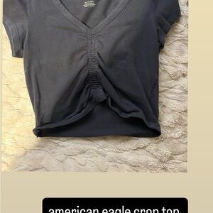 American Eagle Outfitters Black Ruched Crop Top